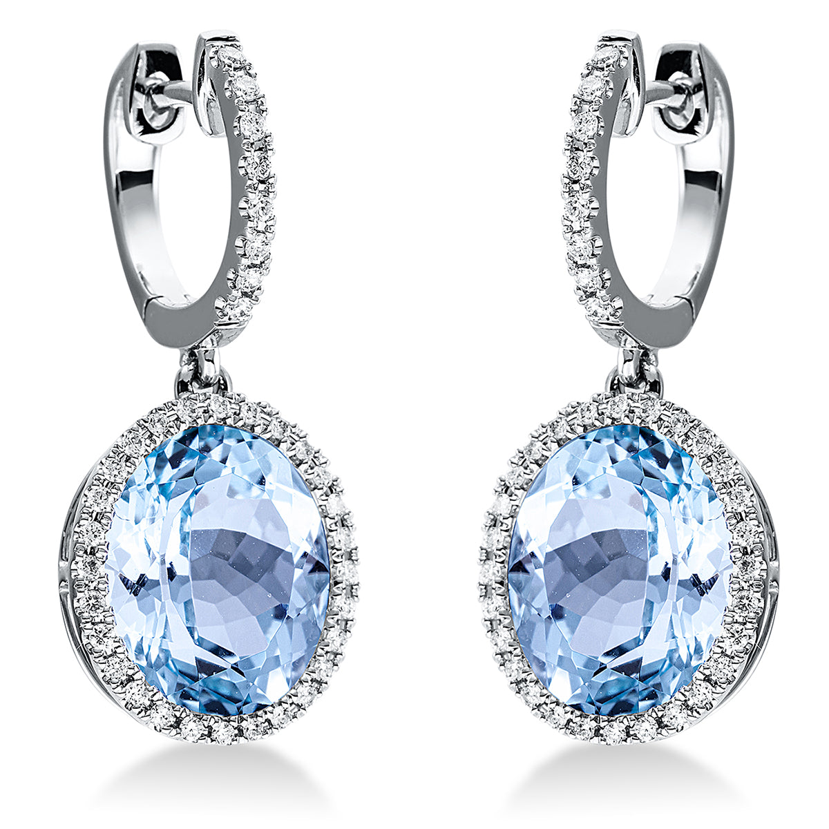 diamond full cut topaz colored stone fashion earrings in white gold