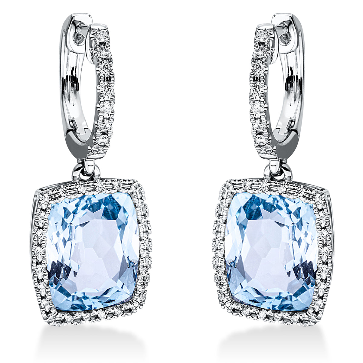 diamond full cut topaz colored stone fashion earrings in white gold