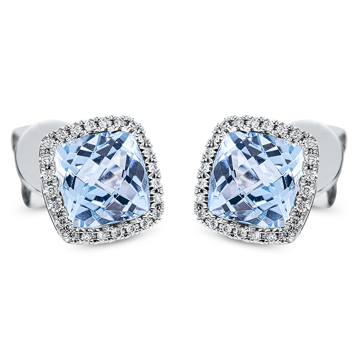 diamond full cut topaz colored stone fashion studs in white gold