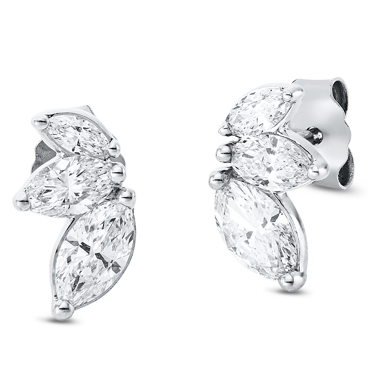 marquise modern woman studs in white gold