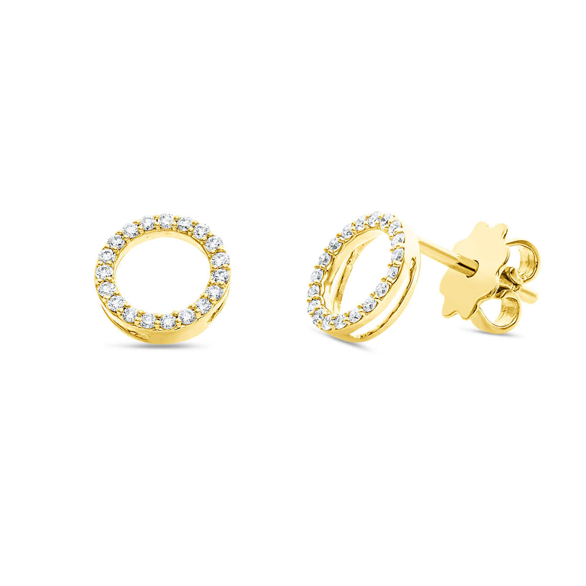 diamond full cut multi-stone studs in yellow gold