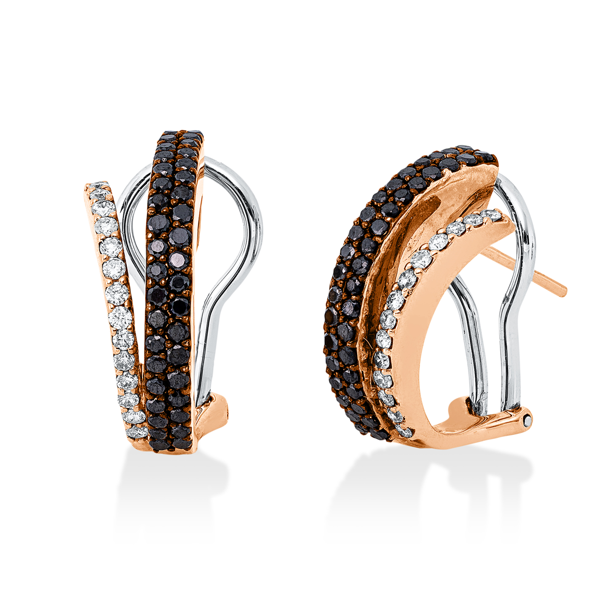 diamond full cut fancy colored diamond hoops & huggies in red gold / white gold