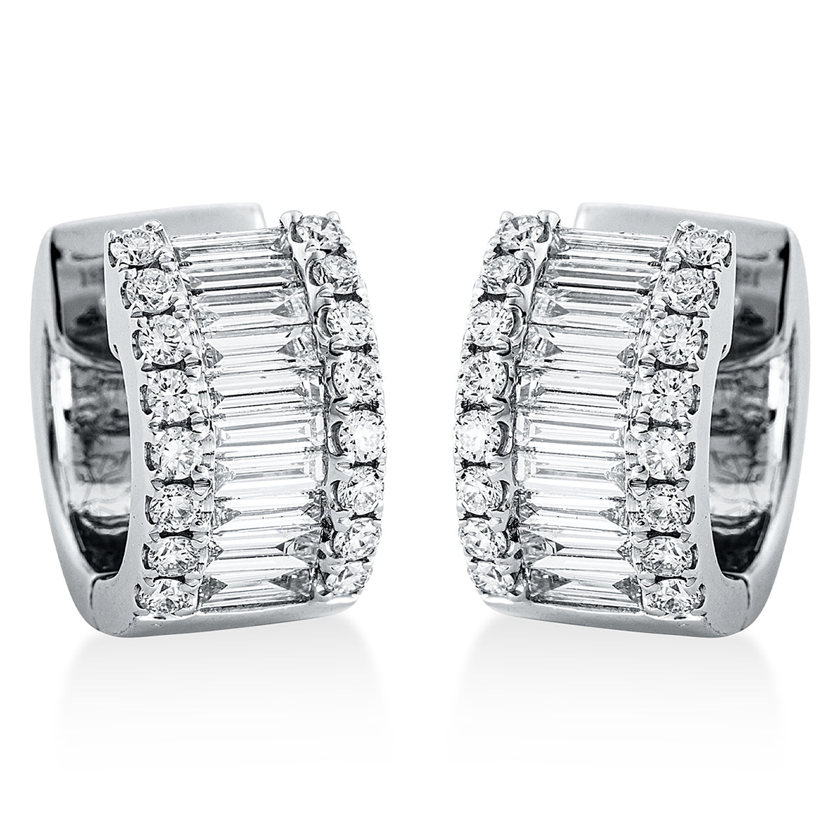 diamond full cut baguette hoops & huggies in white gold