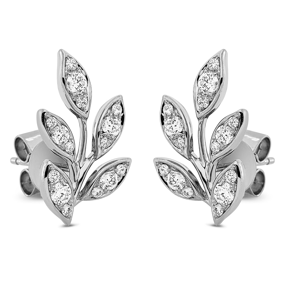 diamond full cut modern woman studs in white gold