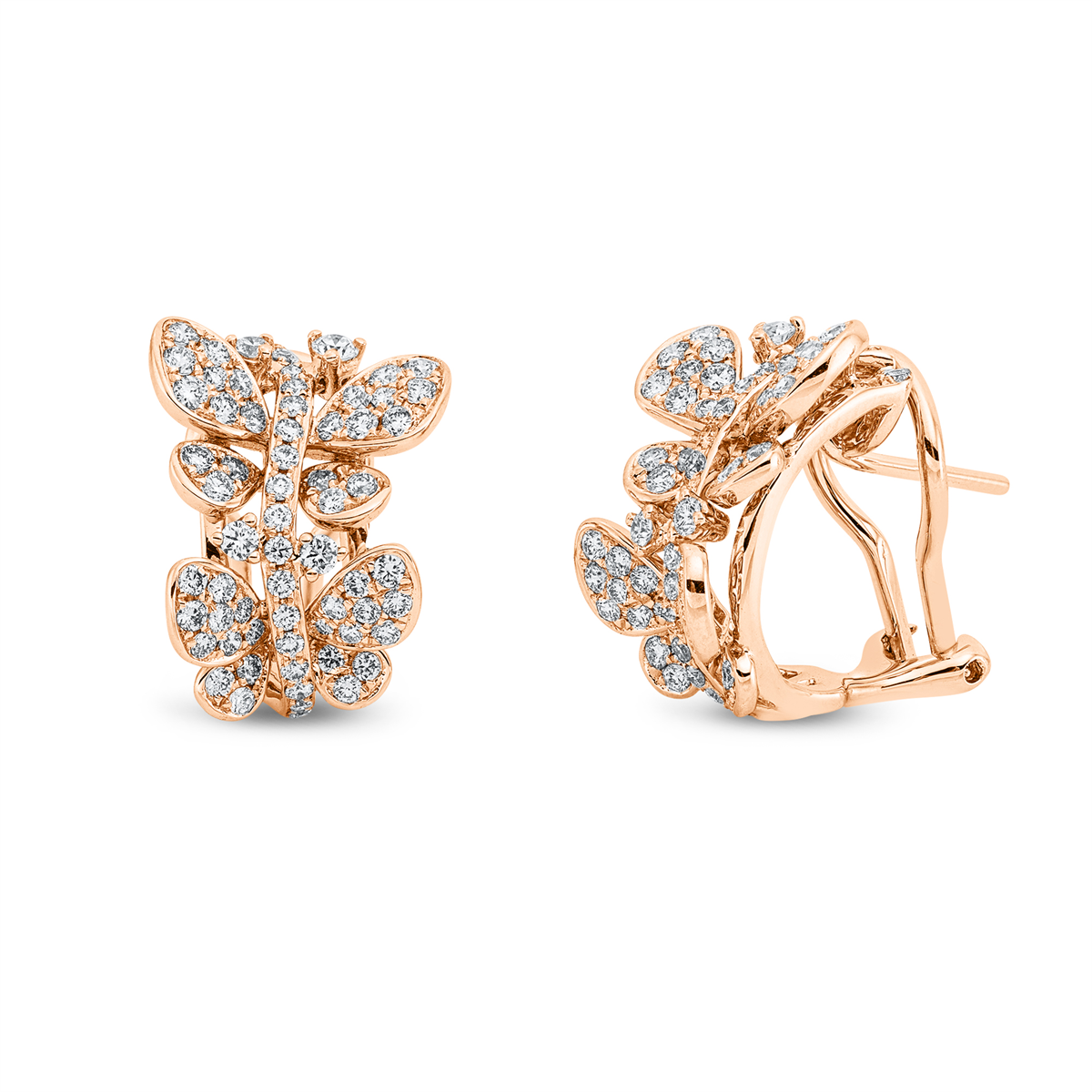 diamond full cut animal earrings in red gold