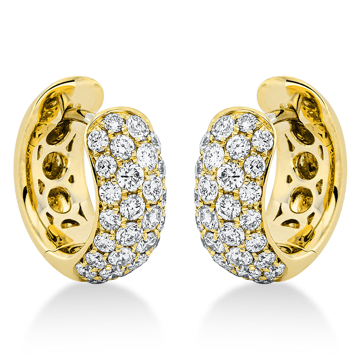 diamond full cut pavé hoops & huggies in yellow gold