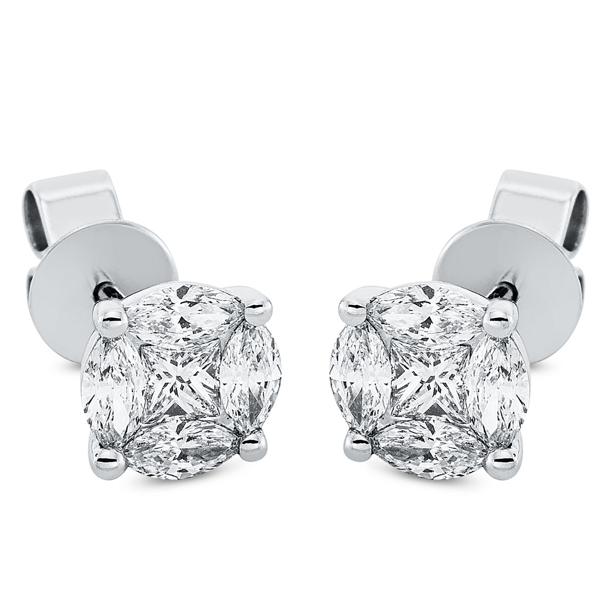 marquise illusion classic studs in white gold