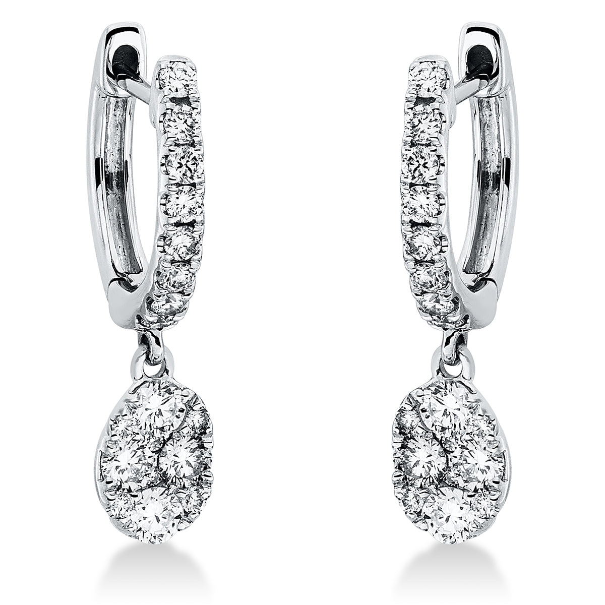 diamond full cut illusion classic earrings in white gold