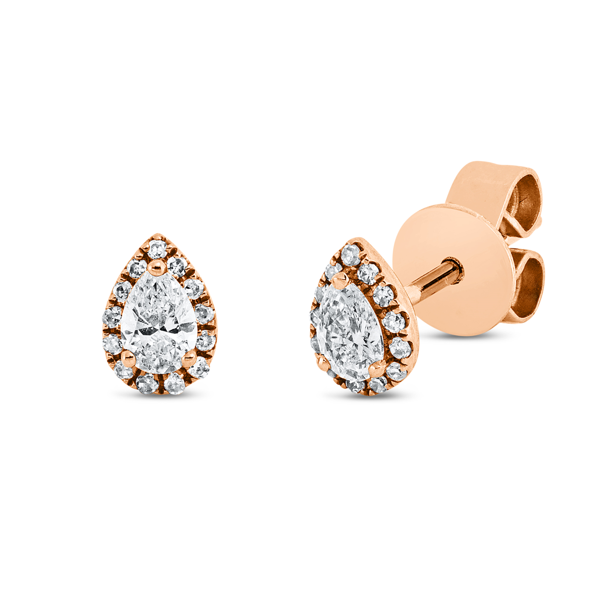 diamond single cut solitaire with accent stones studs in red gold