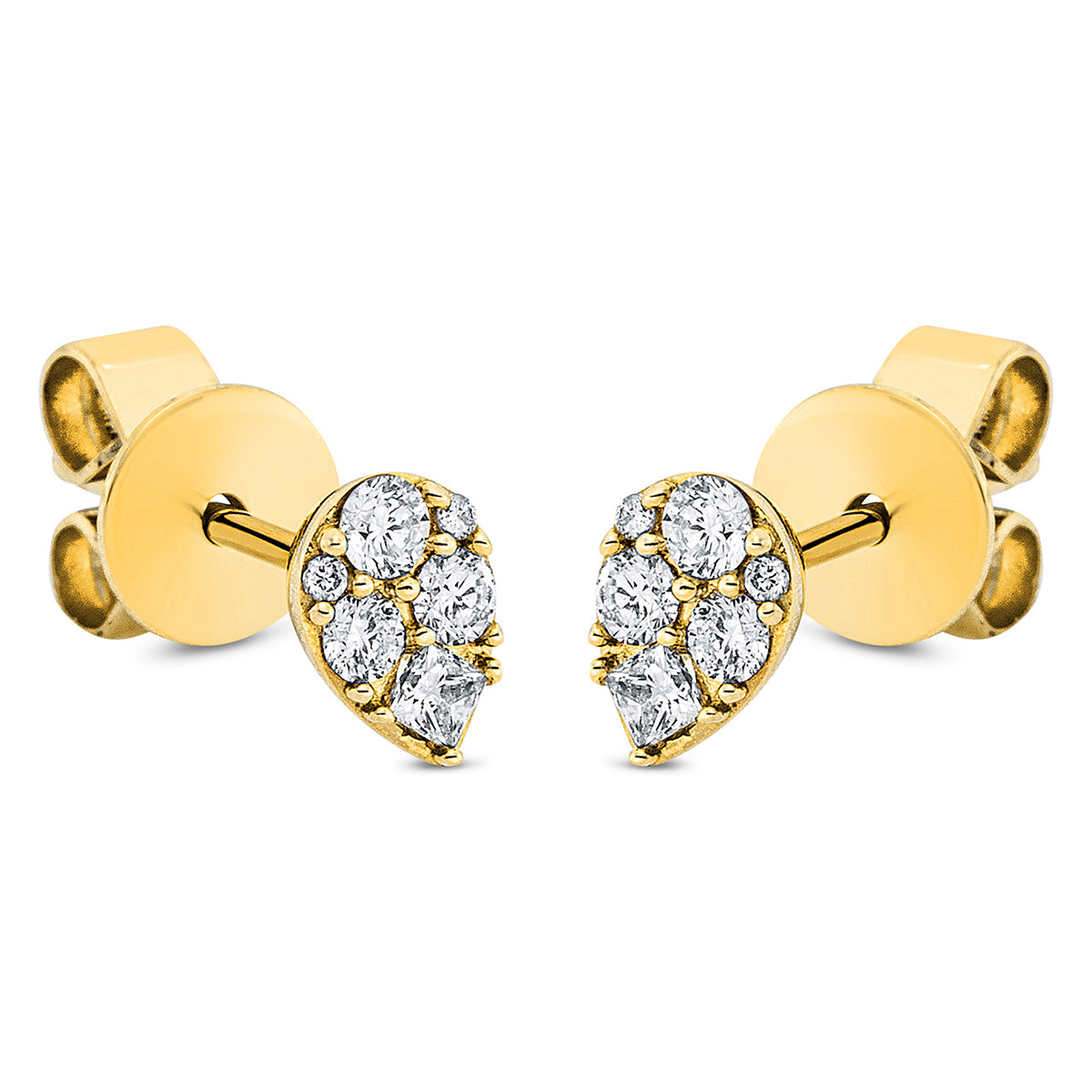 diamond full cut illusion classic studs in yellow gold