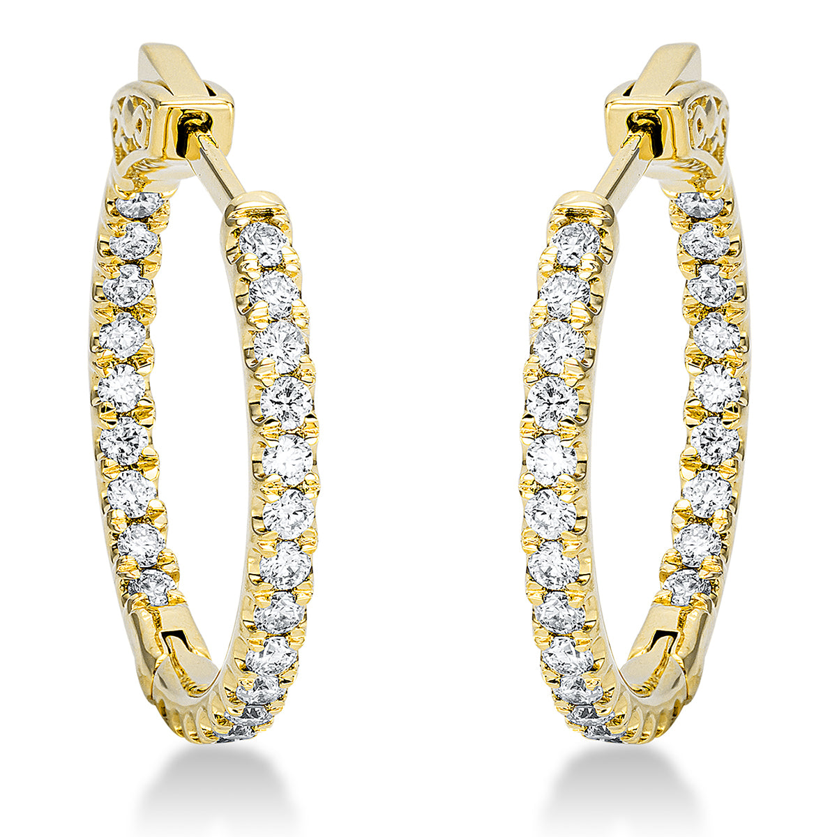 diamond full cut modern woman hoops & huggies in yellow gold