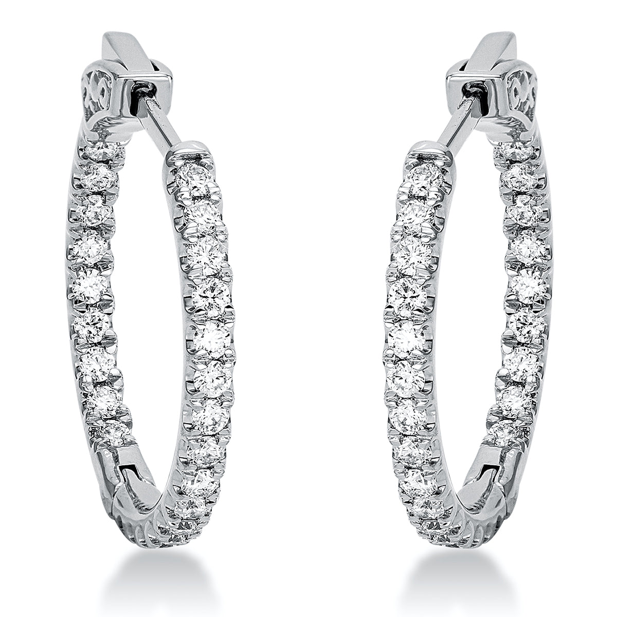 diamond full cut modern woman hoops & huggies in white gold