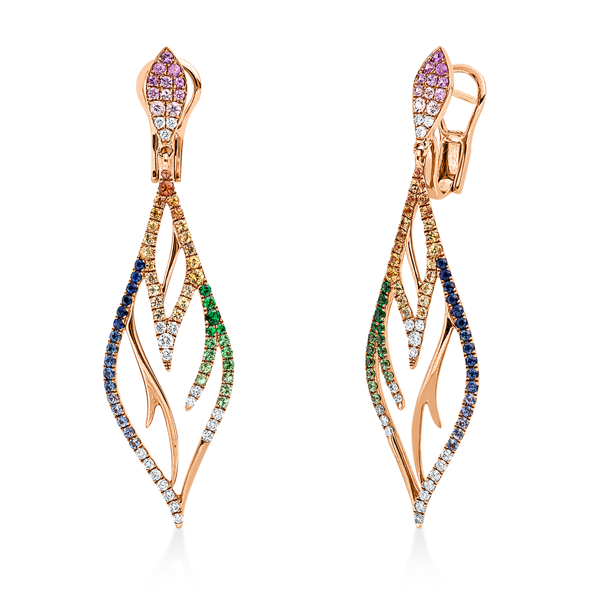 colored stone classic earrings - 2P369