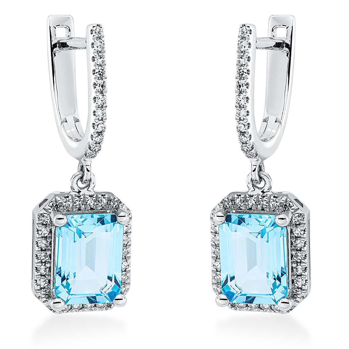 diamond single cut topaz colored stone fashion earrings in white gold