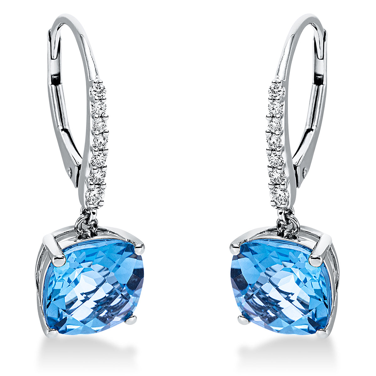 diamond full cut topaz colored stone fashion earrings in white gold