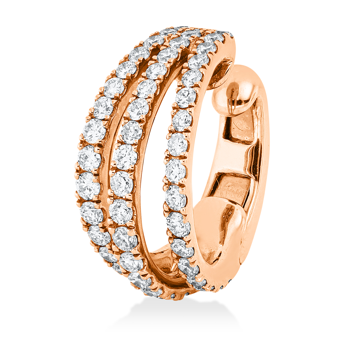 diamond full cut modern woman hoops & huggies in red gold