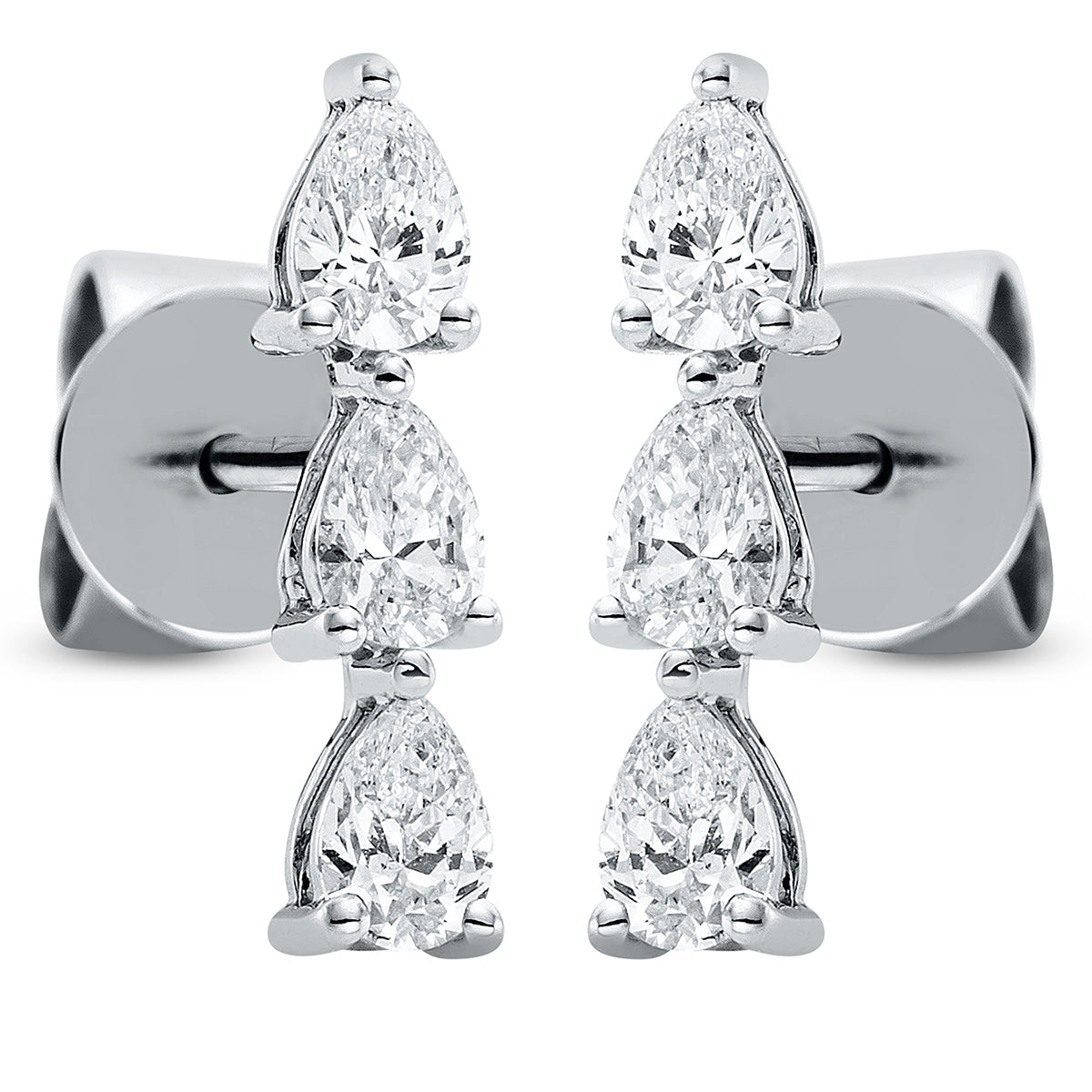 pear shape modern woman studs in white gold