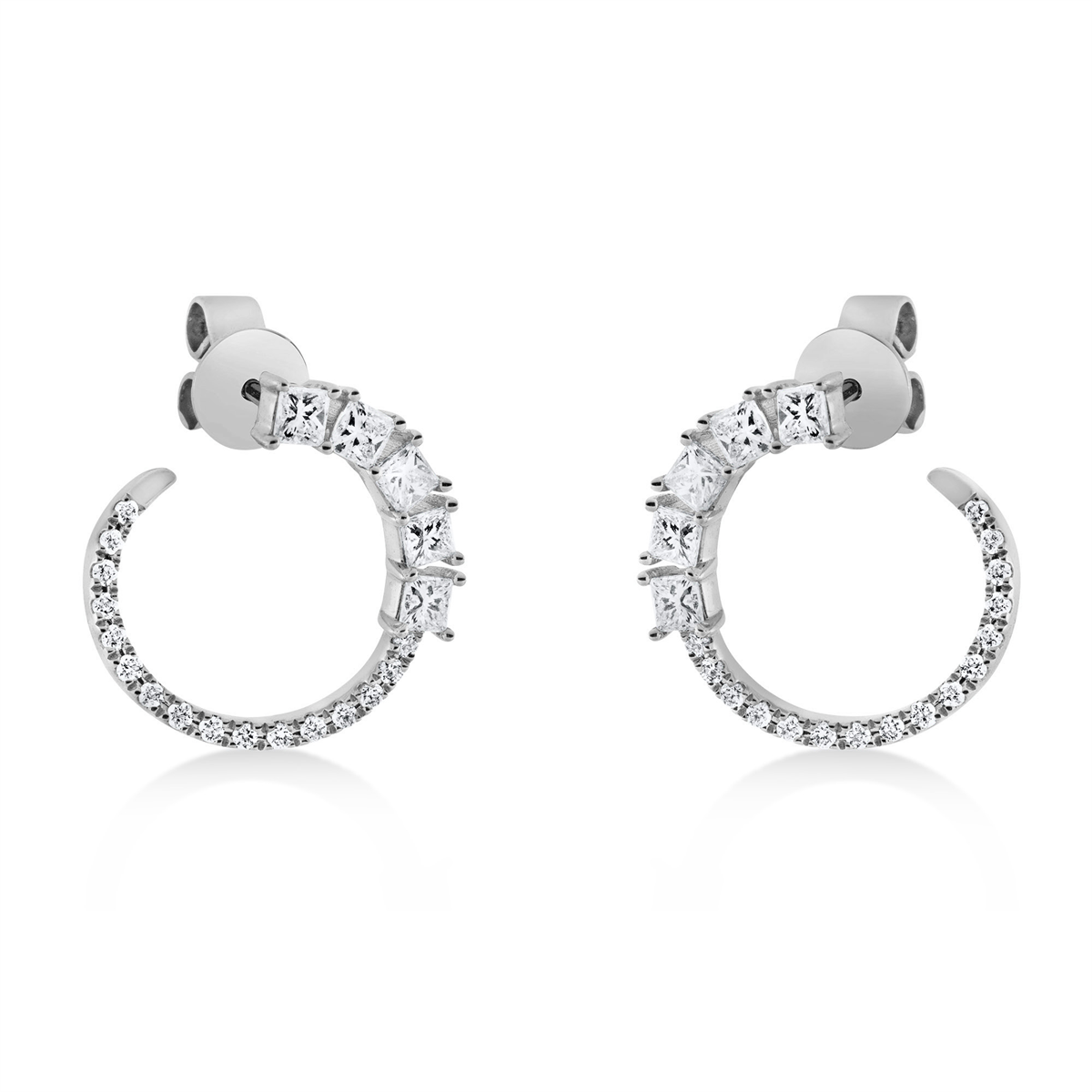 diamond full cut modern woman studs in white gold