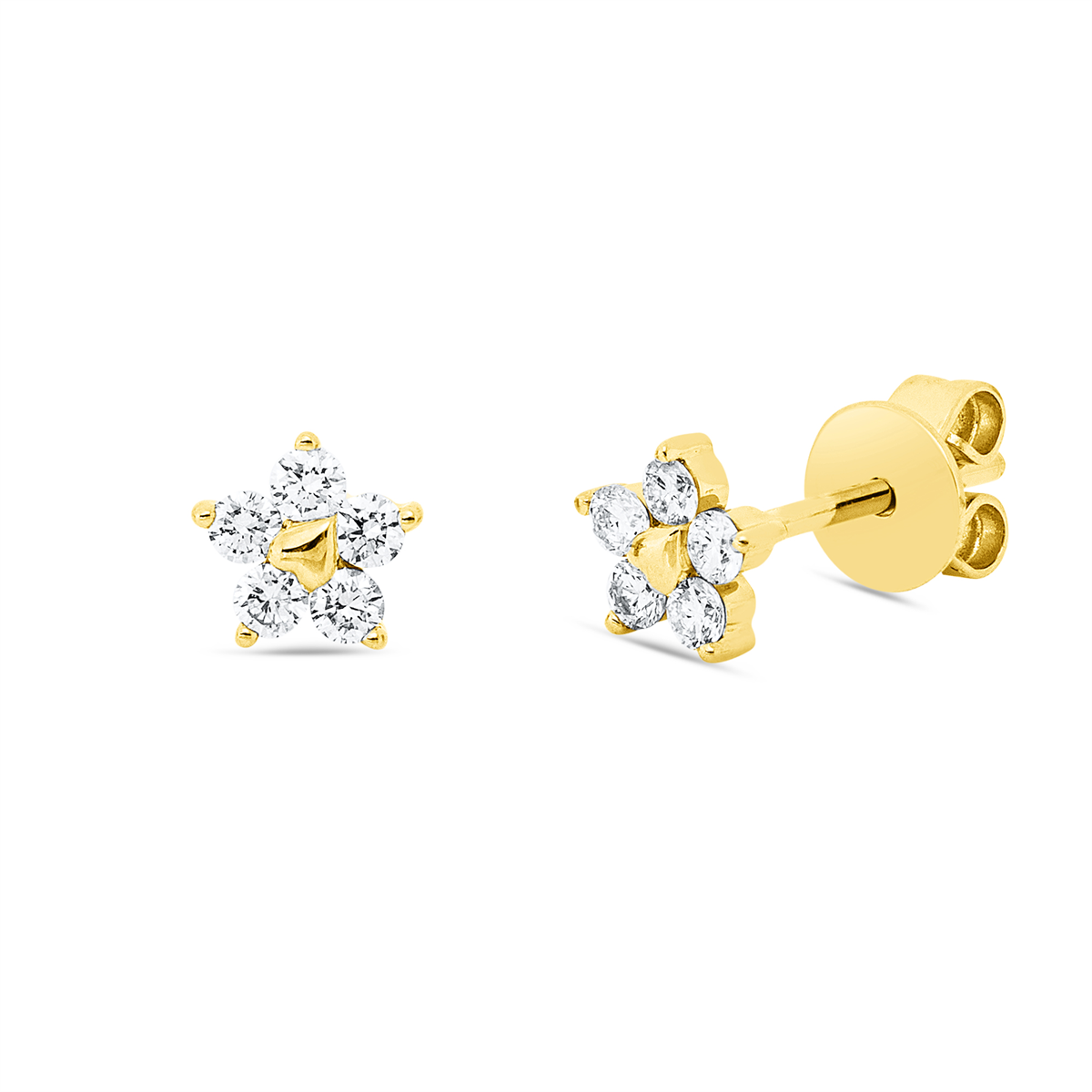 diamond full cut modern woman studs in yellow gold