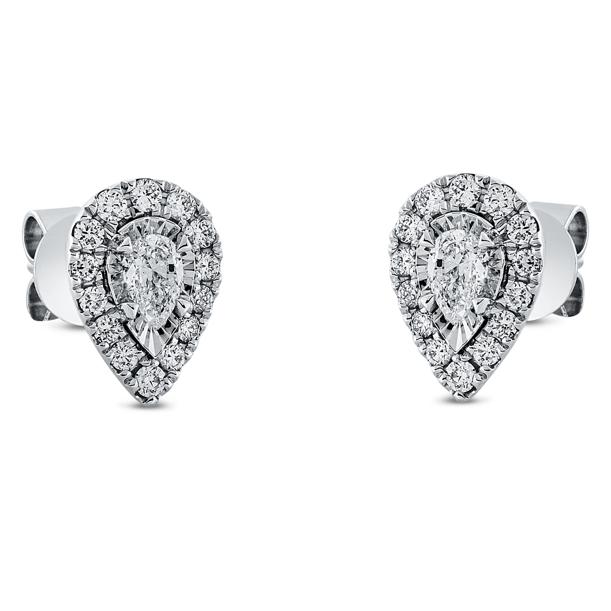 diamond full cut solitaire with accent stones studs in white gold
