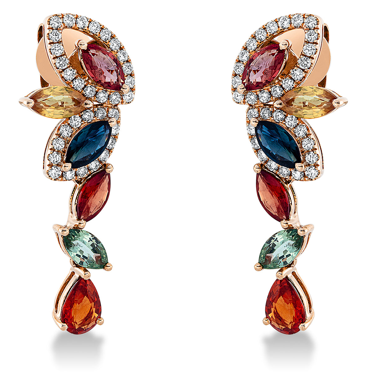 colored stone classic earrings - 2P847
