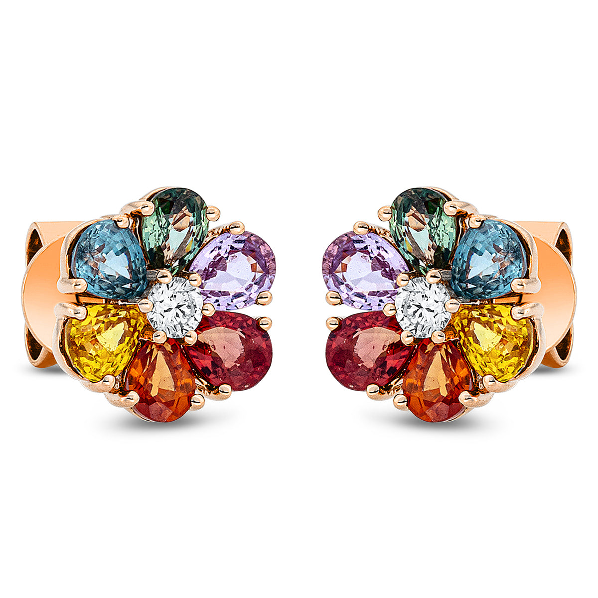 Klassieke oorbellen met gekleurde steen - 2P852