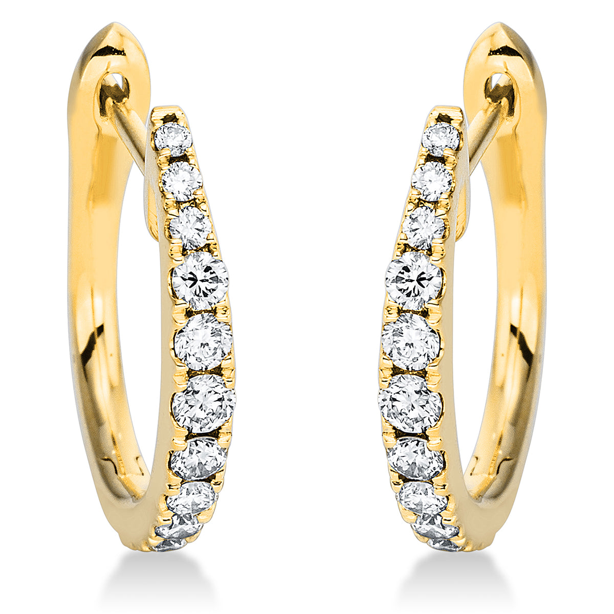 diamond full cut modern woman hoops & huggies in yellow gold