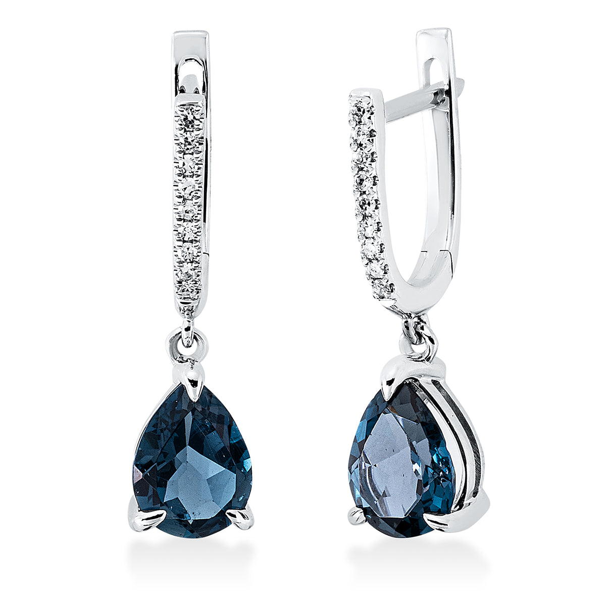 diamond single cut topaz colored stone fashion earrings in white gold
