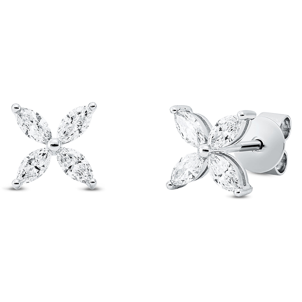 marquise modern woman studs in white gold