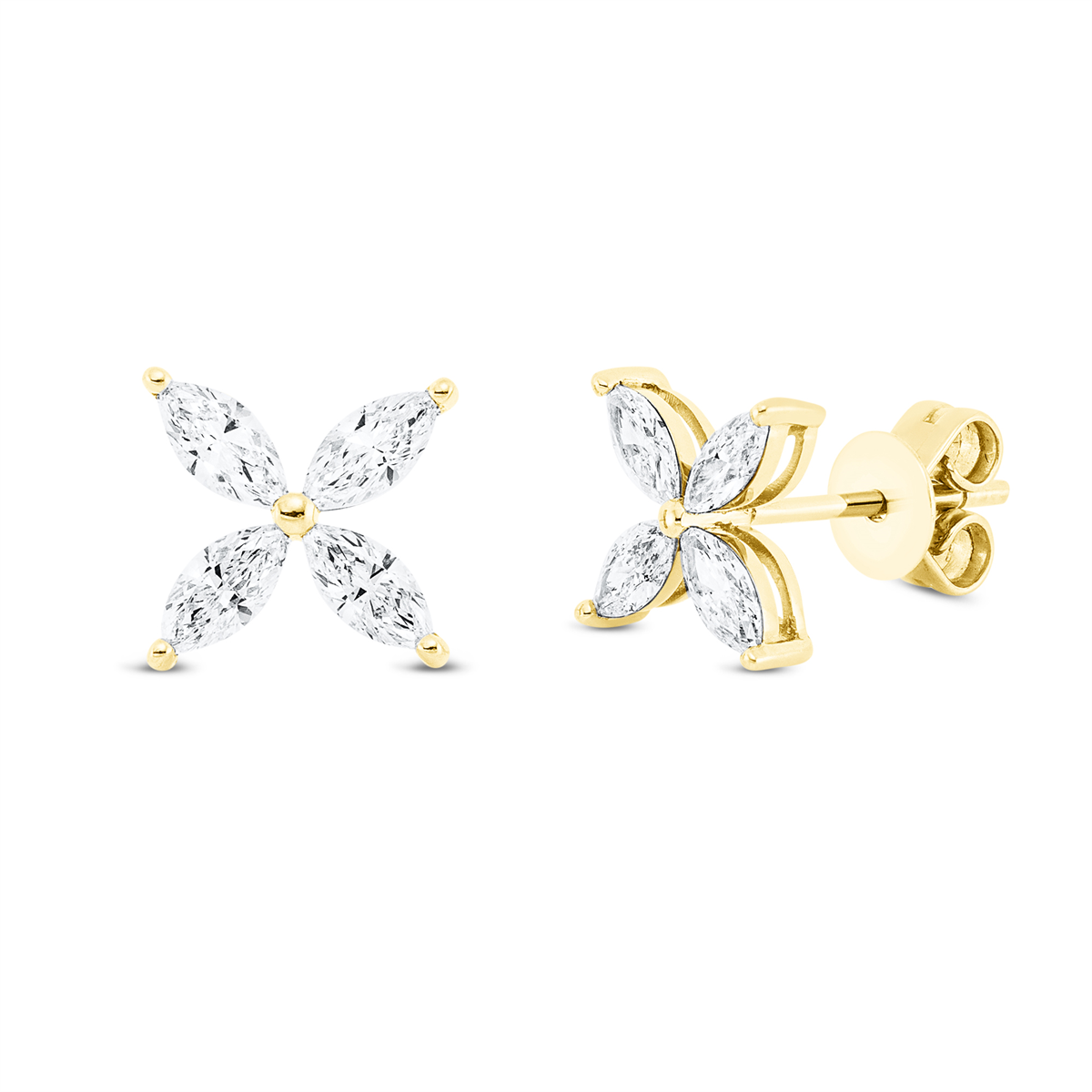 marquise modern woman studs in yellow gold