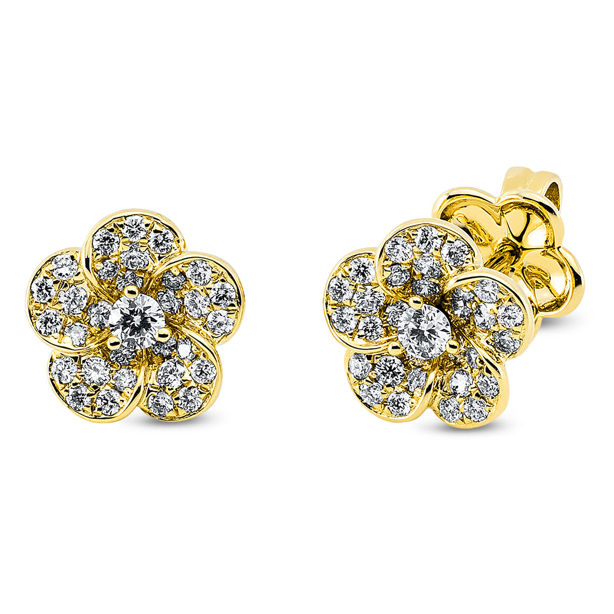 diamond full cut modern woman studs in yellow gold