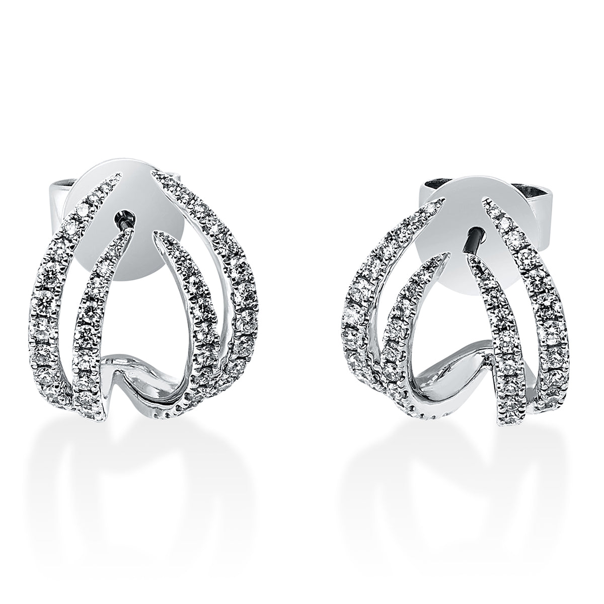 diamond full cut modern woman studs in white gold