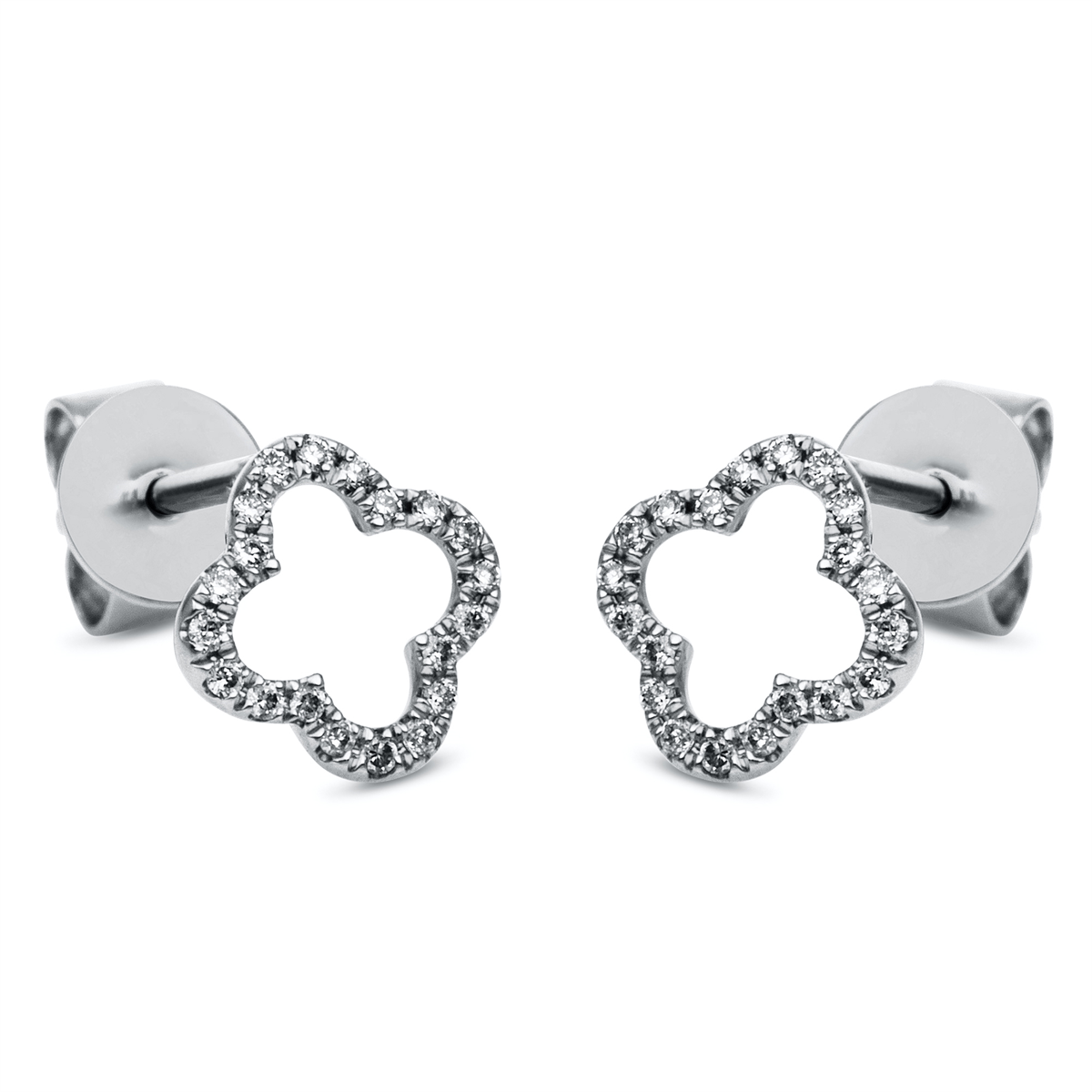 diamond full cut modern woman studs in white gold