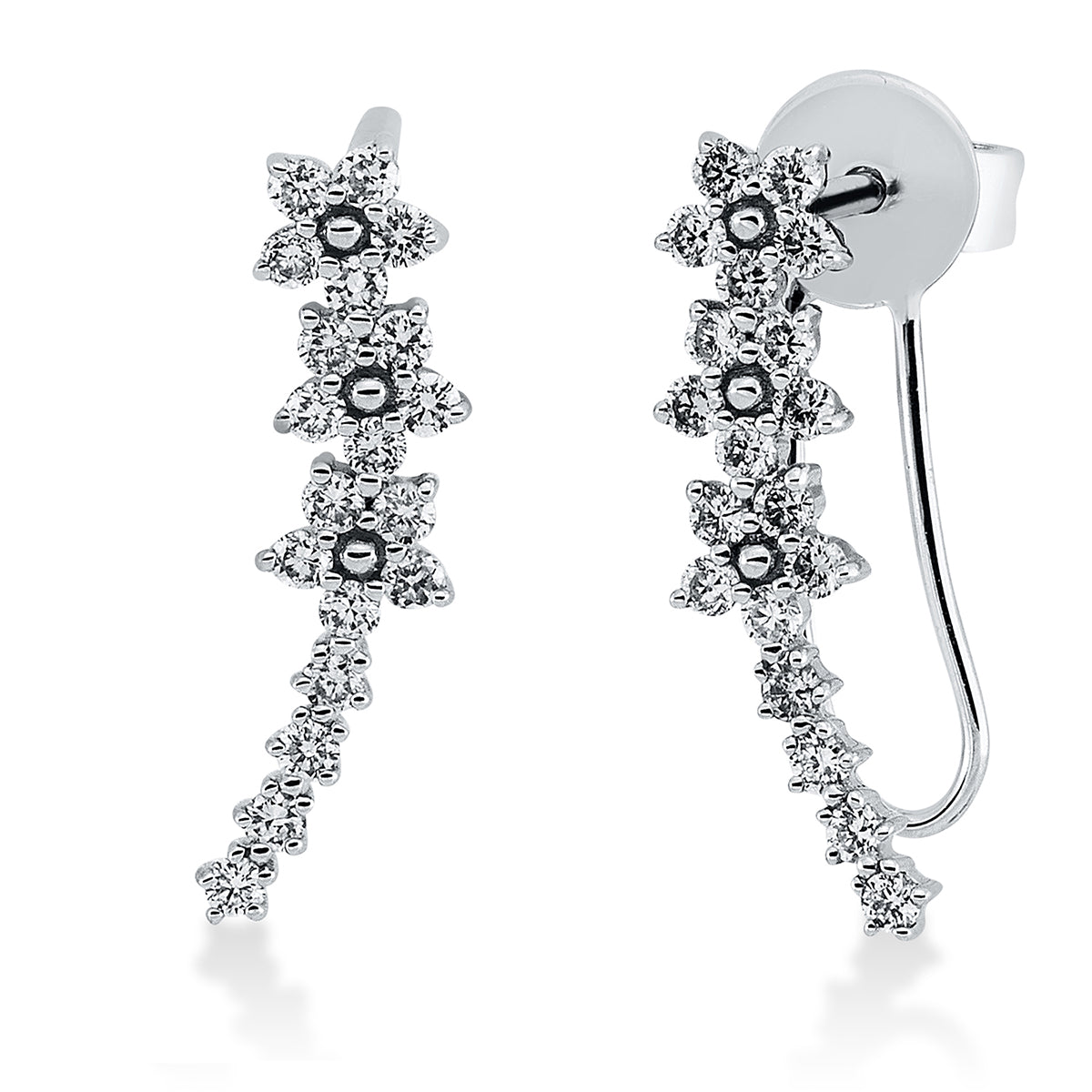 diamond full cut modern woman studs in white gold