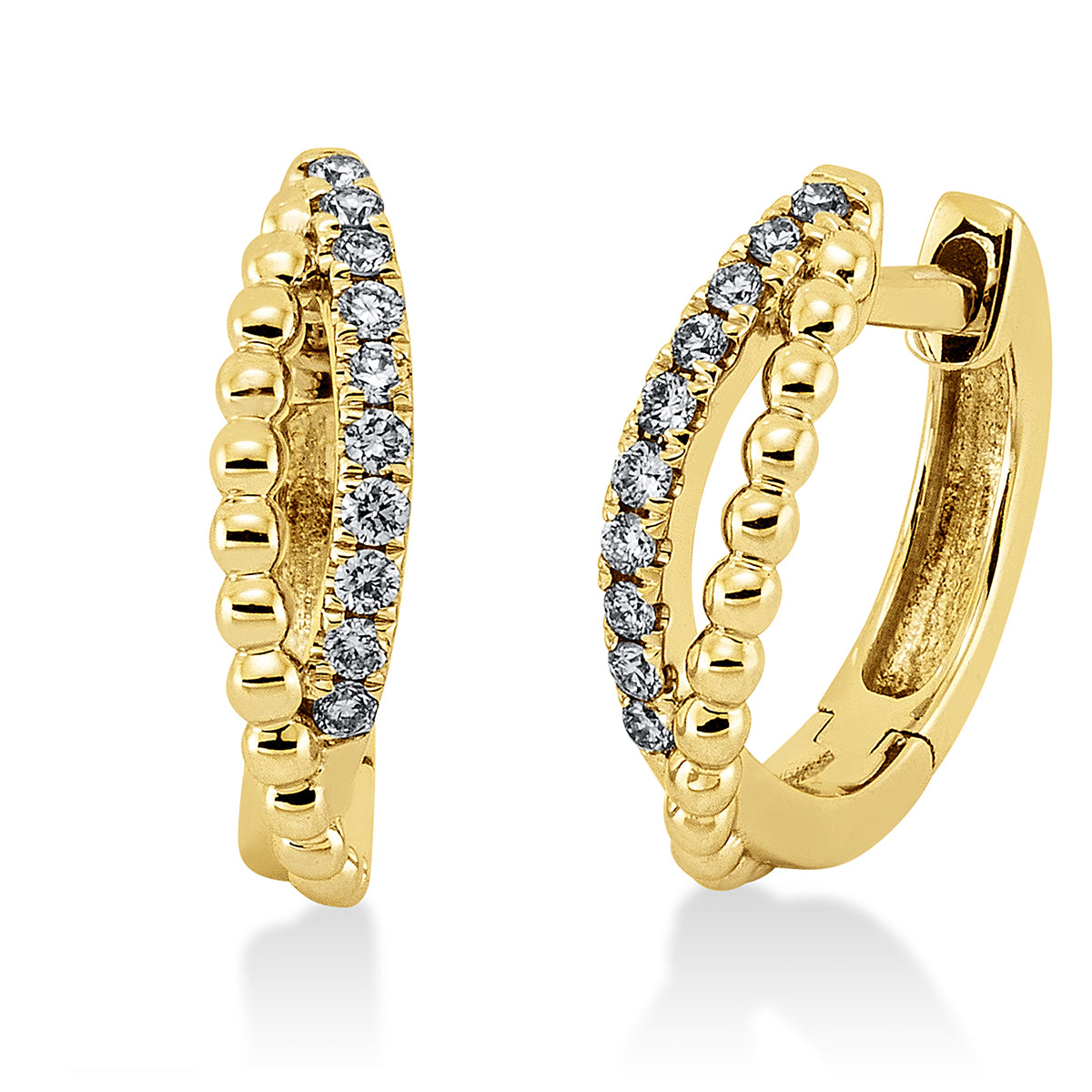 diamond full cut modern woman hoops & huggies in yellow gold