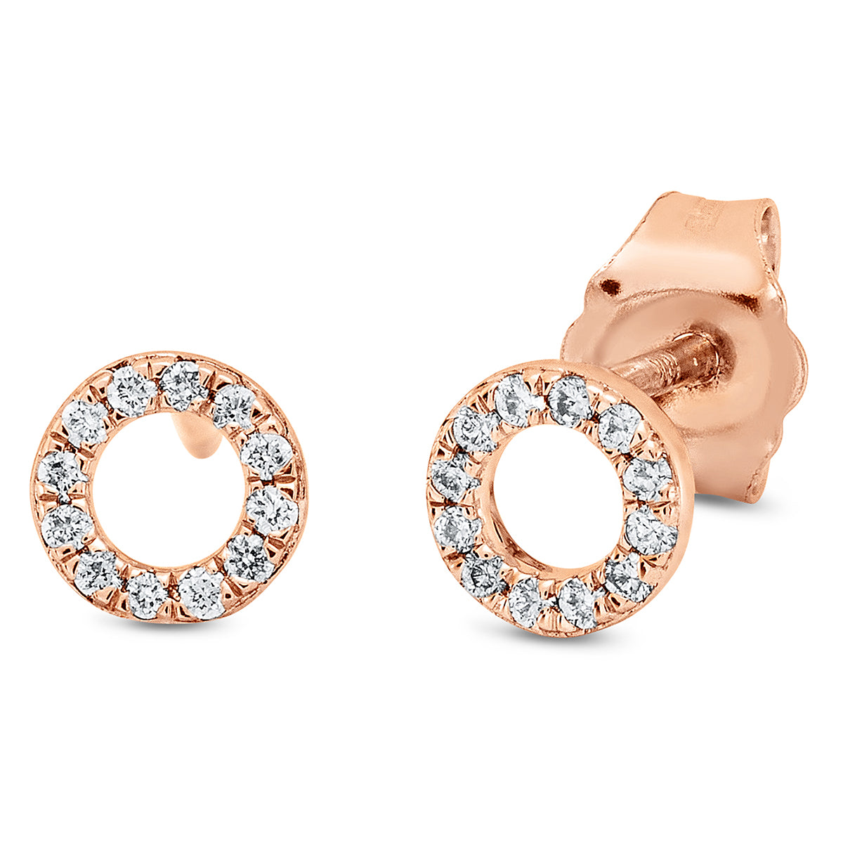 diamond full cut modern woman studs in red gold