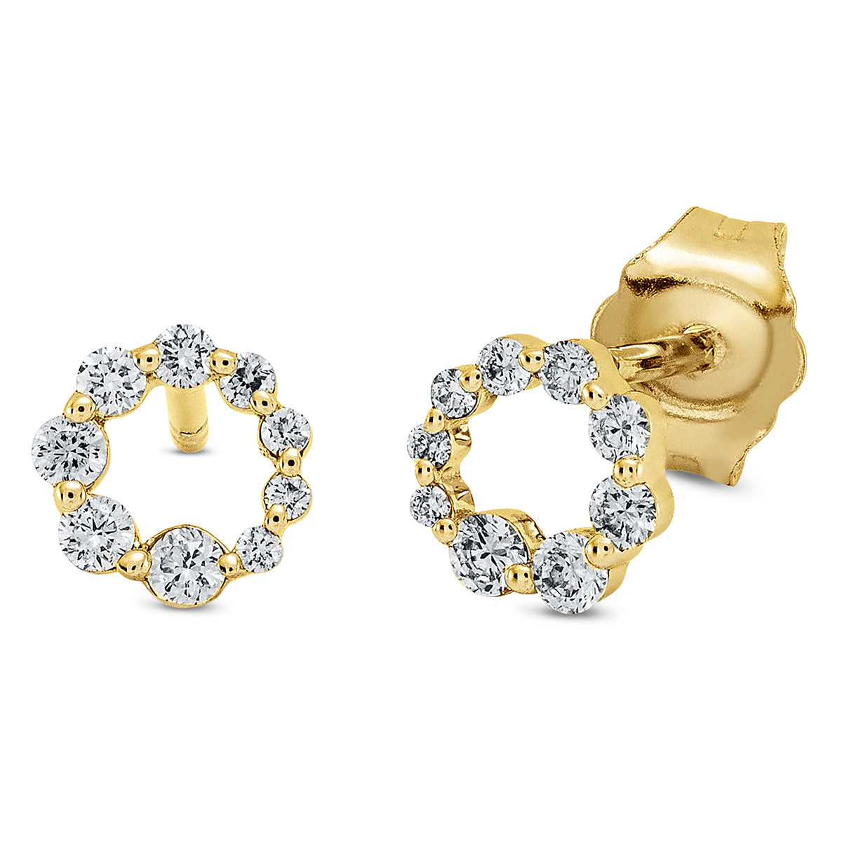 diamond full cut modern woman studs in yellow gold