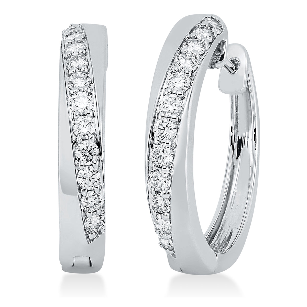 diamond full cut modern woman hoops & huggies in white gold