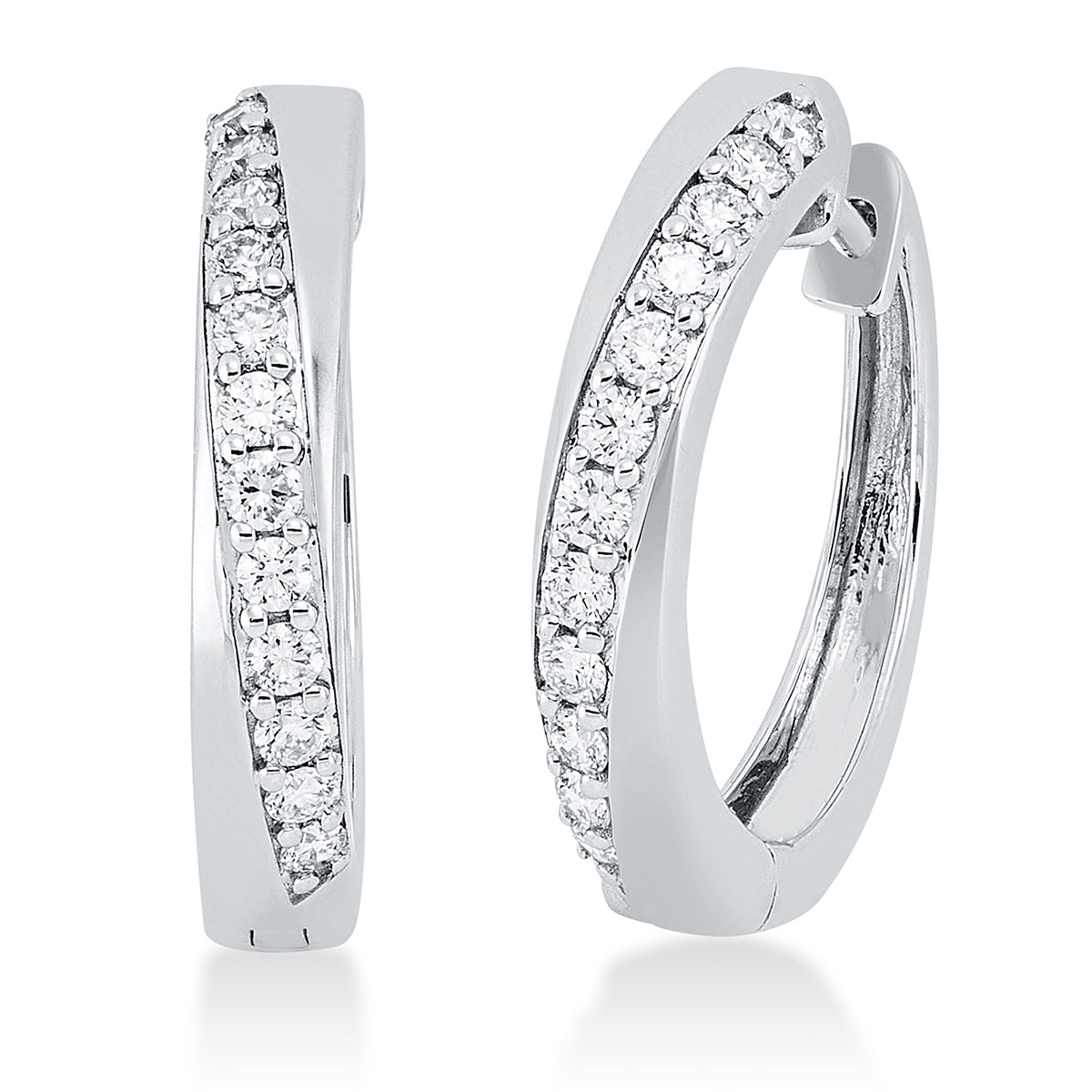 diamond full cut modern woman hoops & huggies in white gold