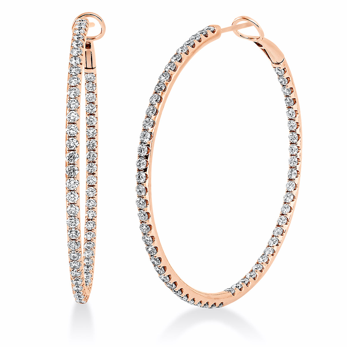 diamond full cut exclusive hoops & huggies in red gold