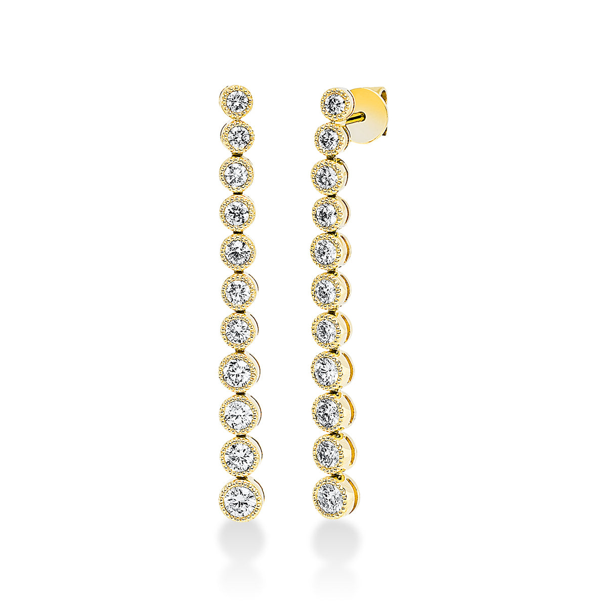 diamond full cut modern woman earrings in yellow gold