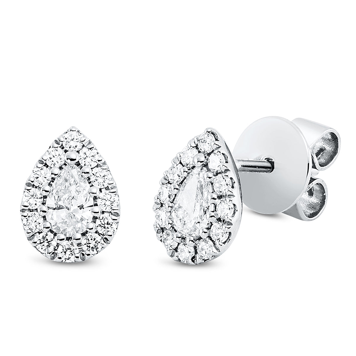 diamond full cut solitaire with accent stones studs in white gold