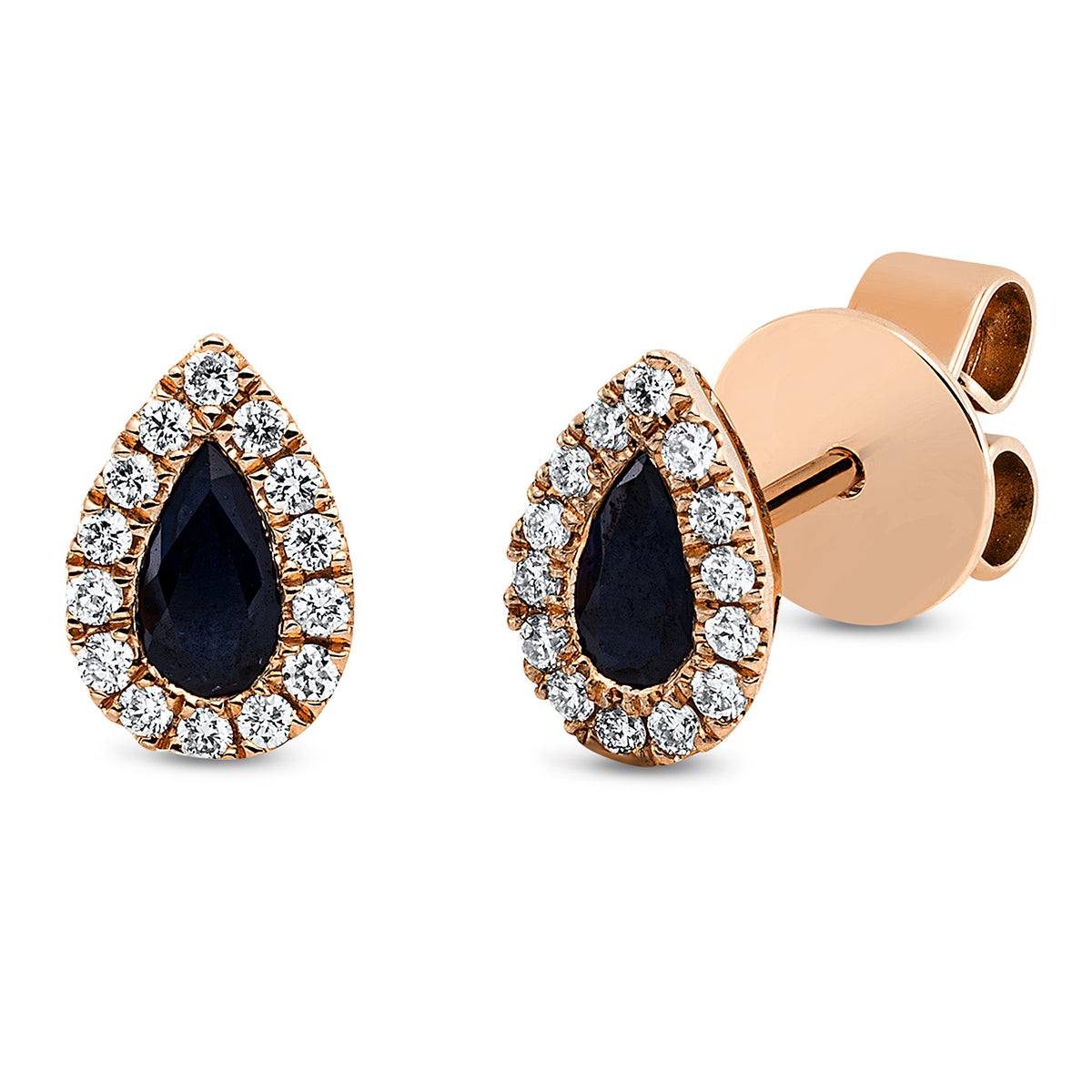diamond full cut sapphire colored stone classic studs in red gold