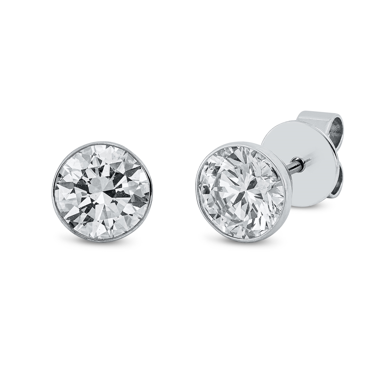 diamond full cut solitaire studs in white gold