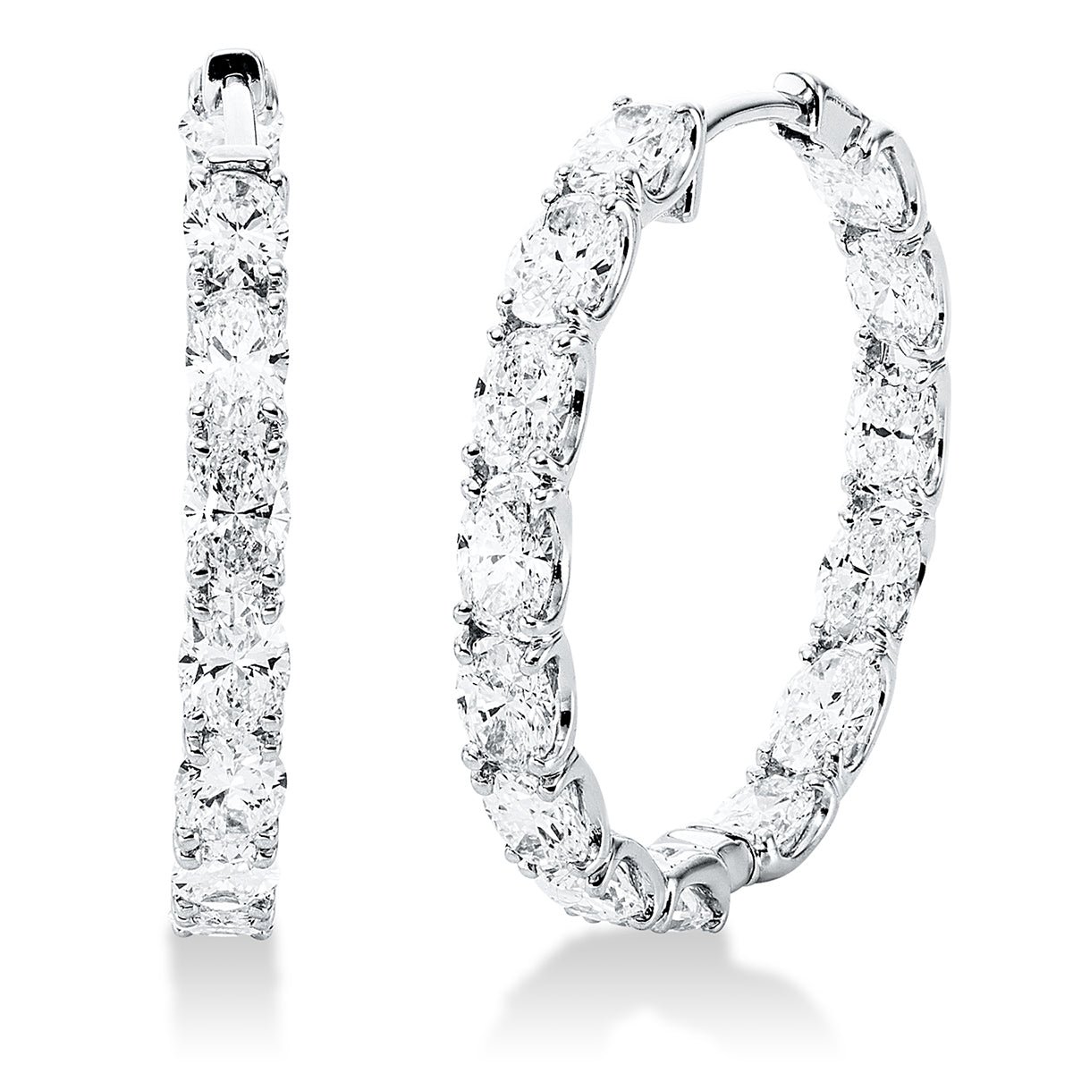 oval exclusive hoops & huggies in white gold