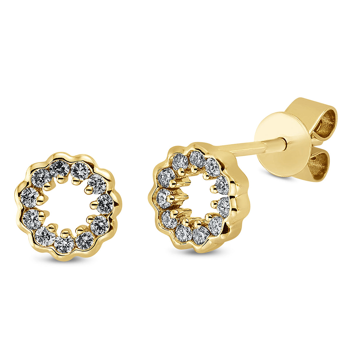 diamond full cut modern woman studs in yellow gold