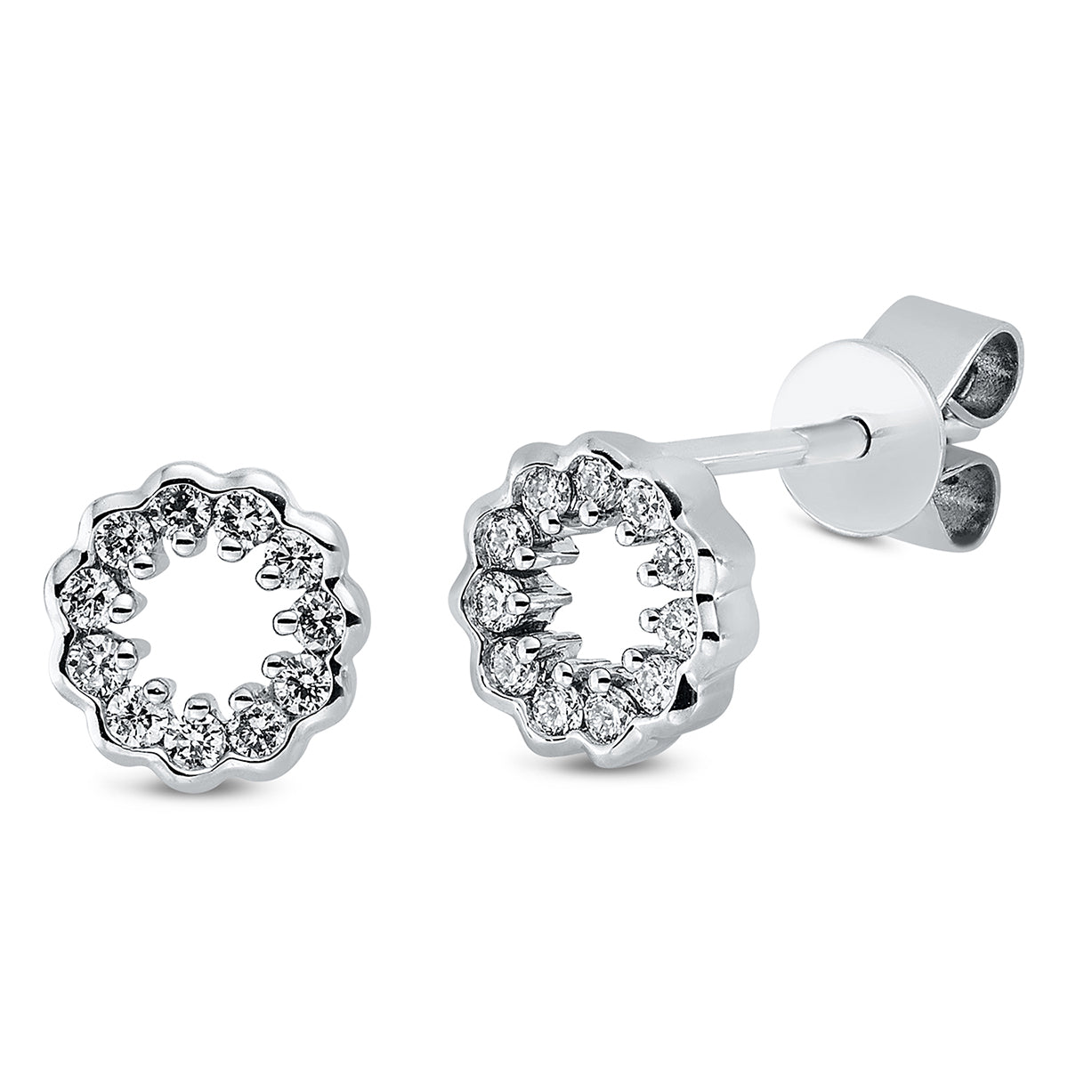 diamond full cut modern woman studs in white gold