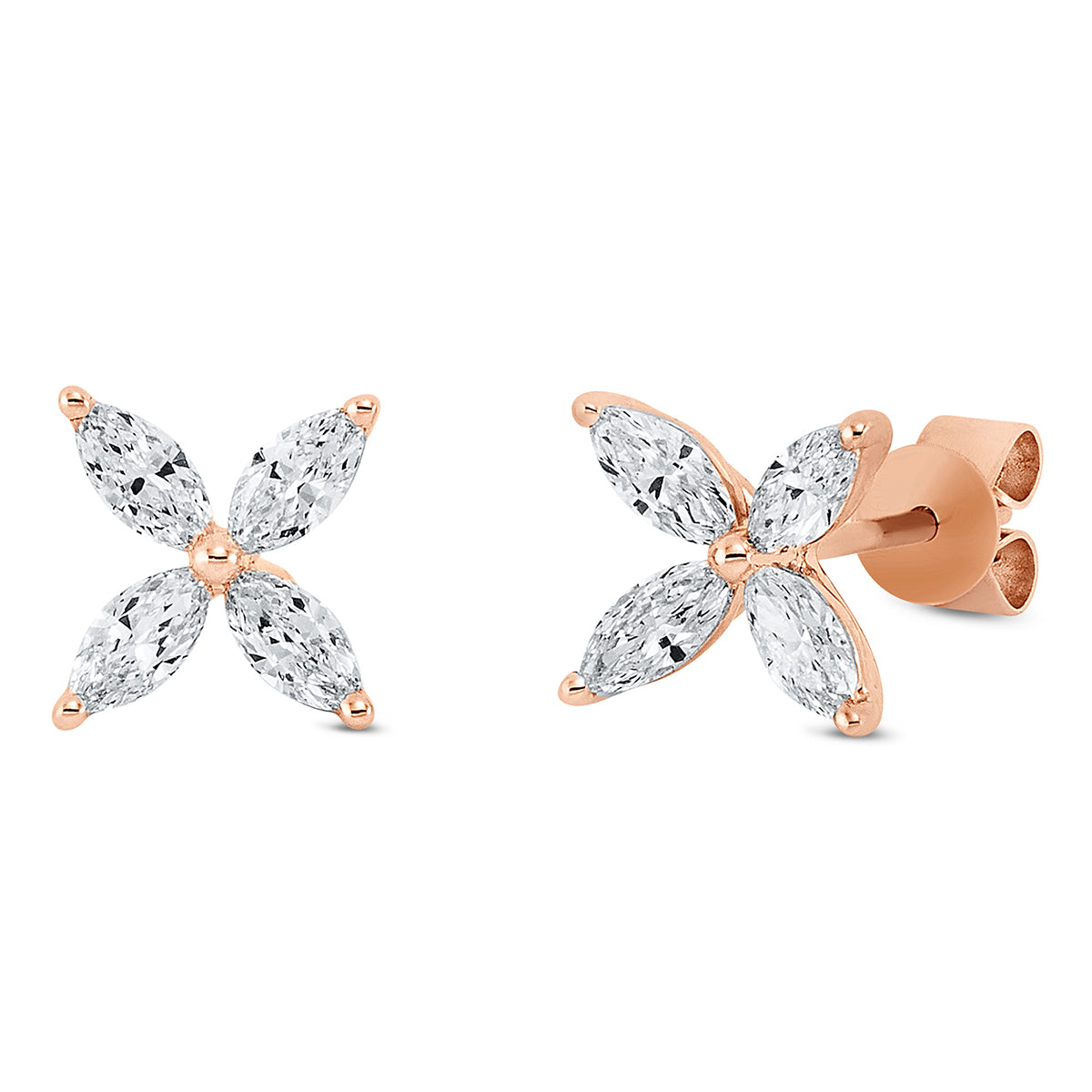 marquise modern woman studs in red gold