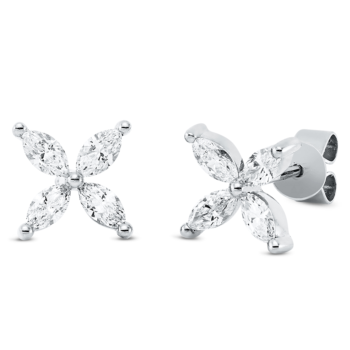 marquise modern woman studs in white gold