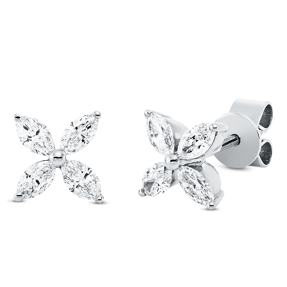 marquise modern woman studs in white gold